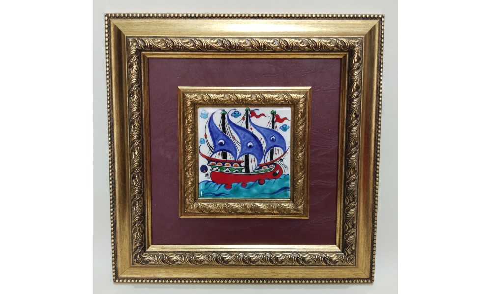 Çini 10x10 Çerçeveli, Deri Pasportulu, Karo